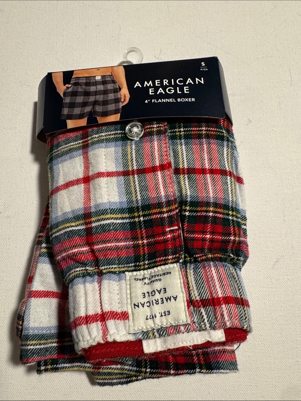Flannel Boxers Mens Small American Eagle Red Plaid